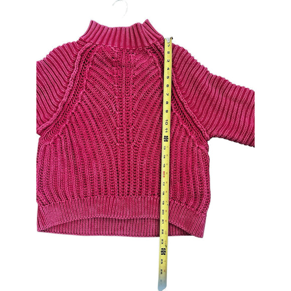 Free People Chunky Knit Sweetheart Mock Neck Sweater Pink Size Medium - Picture 7 of 10